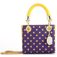 Load image into Gallery viewer, SCORE! Game Day Bag Purse Jacqui Classic Top Handle Crossbody Satchel  - Purple and Gold Yellow Louisiana State University Tigers LSU, James Madison Dukes JMU ,  San Francisco State University Gators SFSU,  University at Albany NY Great Danes , East Carolina University PeeDee the Pirate, Western New Mexico University, Western Illinois University, University of Washington, University of Northern Iowa, University at Albany NY Great Danes, Tennessee Tech University Cookeville
