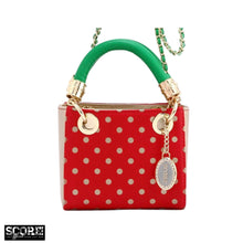 Load image into Gallery viewer, SCORE! Jacqui Classic Top Handle Crossbody Satchel  - Red, Gold and Green

