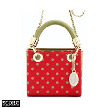 Load image into Gallery viewer, SCORE! Jacqui Classic Top Handle Crossbody Satchel - Red and Olive Green
