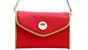 SCORE! Eva Designer Crossbody Clutch - Red and Olive Green