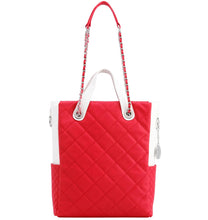Load image into Gallery viewer, SCORE!&#39;s Kat Travel Tote for Business, Work, or School Quilted Shoulder Bag - Red and White
