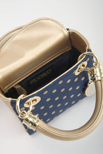 Load image into Gallery viewer, SCORE! Jacqui Classic Top Handle Crossbody Satchel - Navy Blue and Gold
