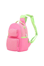 Load image into Gallery viewer, SCORE! Natalie Michelle Medium Polka Dot Designer Backpack  - Pink and Lime Green
