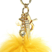 Load image into Gallery viewer, Real Fur Puff Ball Pom-Pom 6&quot; Accessory Dangle Purse Charm - Yellow Gold with Gold Hardware
