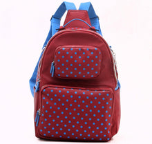 Load image into Gallery viewer, SCORE! Natalie Michelle Large Polka Dot Designer Backpack - Maroon and Blue
