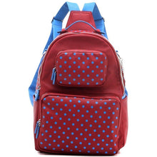 Load image into Gallery viewer, SCORE! Natalie Michelle Large Polka Dot Designer Backpack - Maroon and Blue

