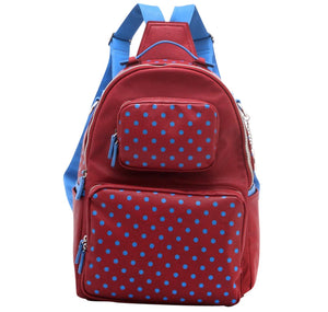 SCORE! Natalie Michelle Large Polka Dot Designer Backpack - Maroon and Blue