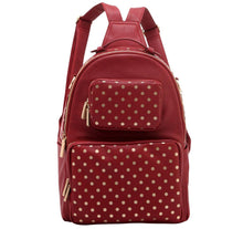 Load image into Gallery viewer, SCORE! Natalie Michelle Large Polka Dot Designer Backpack - Maroon and Gold
