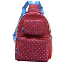 Load image into Gallery viewer, SCORE! Natalie Michelle Medium Polka Dot Designer Backpack  - Maroon and French Blue
