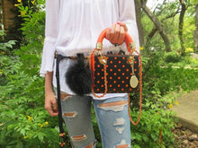 Load image into Gallery viewer, SCORE! Jacqui Classic Top Handle Crossbody Satchel  - Black and Orange
