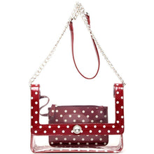 Load image into Gallery viewer, SCORE! Chrissy Medium Designer Clear Cross-body Bag - Maroon and White
