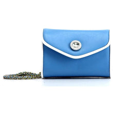 Load image into Gallery viewer, SCORE! Eva Designer Crossbody Clutch - Light Blue and White
