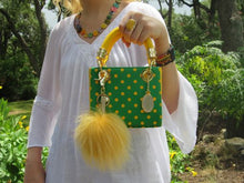 Load image into Gallery viewer, SCORE! Jacqui Classic Top Handle Crossbody Satchel - Bright Fern Green and Yellow Gold
