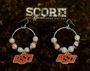OSU Crystal Logo Hoop Pearl & Rhinestone Earrings