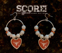 Load image into Gallery viewer, UT Austin Longhorns Heart Logo Hoop Pearl &amp; Rhinestone Earrings

