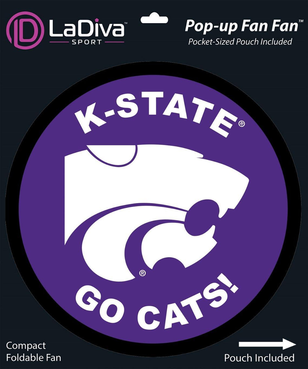 Kansas State University - KSU Cats-K-State Wildcats~Pop-Up Fan Fan with Pouch