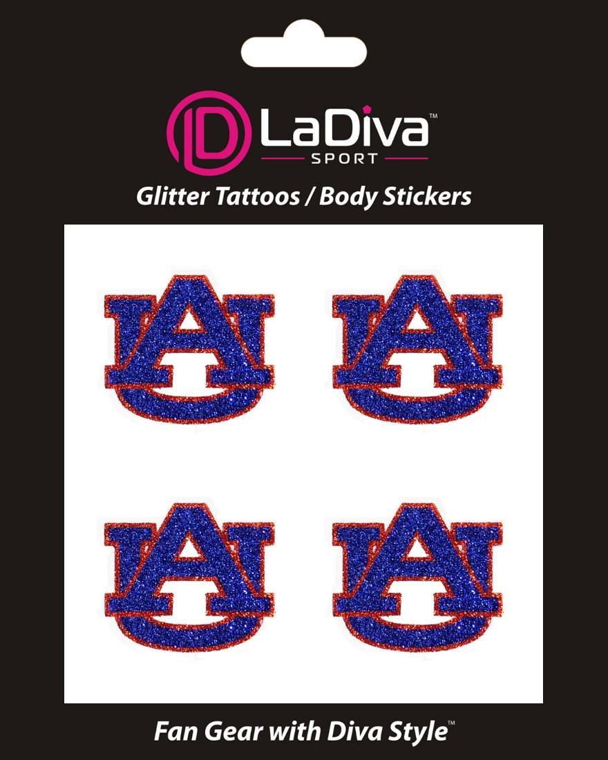 Auburn University AU Tigers Blue and Orange Logo~Body, Face and Purse Sticker Tattoos
