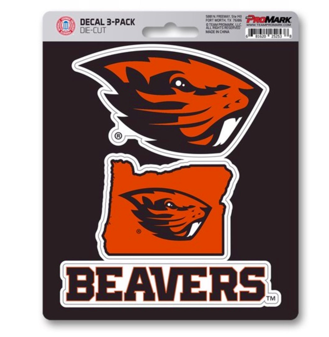 Oregon state beavers three pack decals