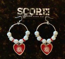 Load image into Gallery viewer, Alabama Enamel &quot;A&quot; Heart Logo Crimson Tide Hoop Pearl &amp; Rhinestone Earrings
