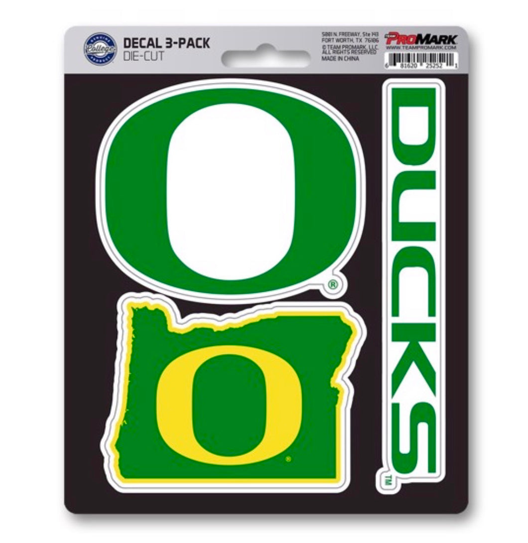 Oregon ducks three pack decals