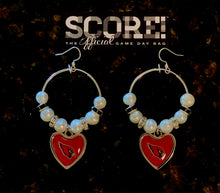 Load image into Gallery viewer, Arizona Cardinals NFL Enamel Heart Logo Hoop Pearl &amp; Rhinestone Earrings
