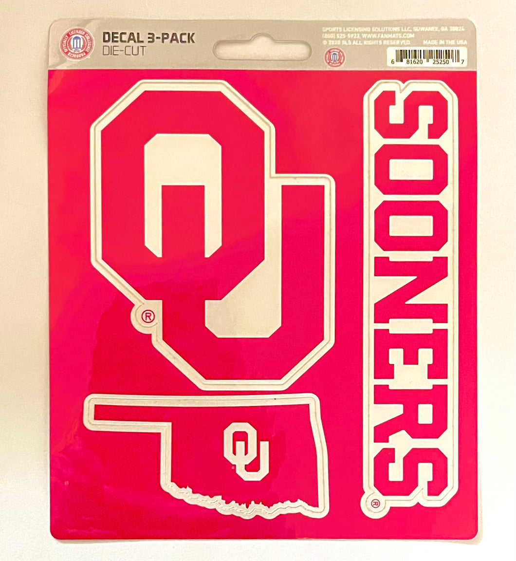 University of Oklahoma Sooners 3-Pack Decals