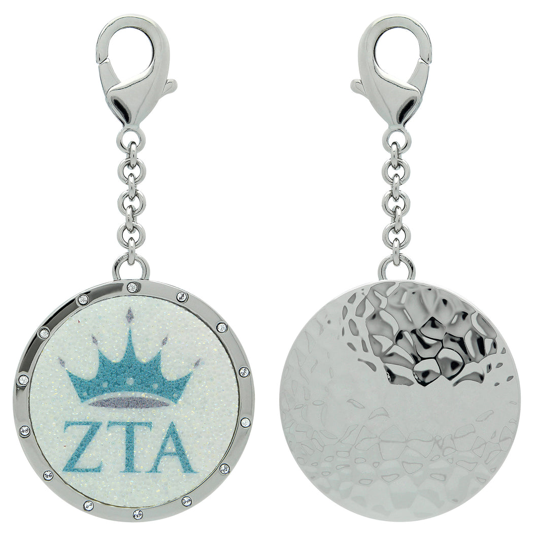 Zeta Tau Alpha ZTA Swarovski Crystal Sorority Greek Dangle Charm~ Turquoise and Silver