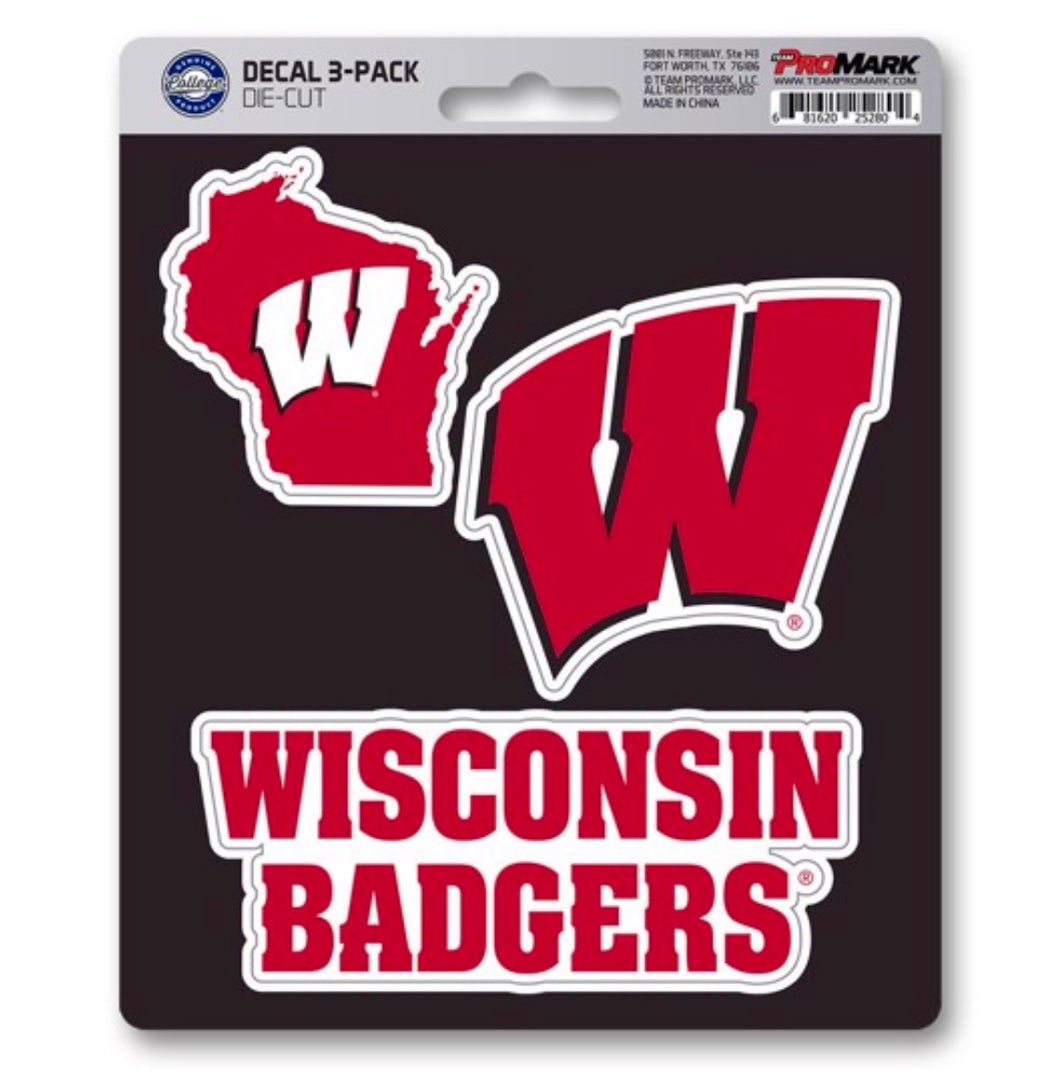 University of Wisconsin Badgers three pack decals