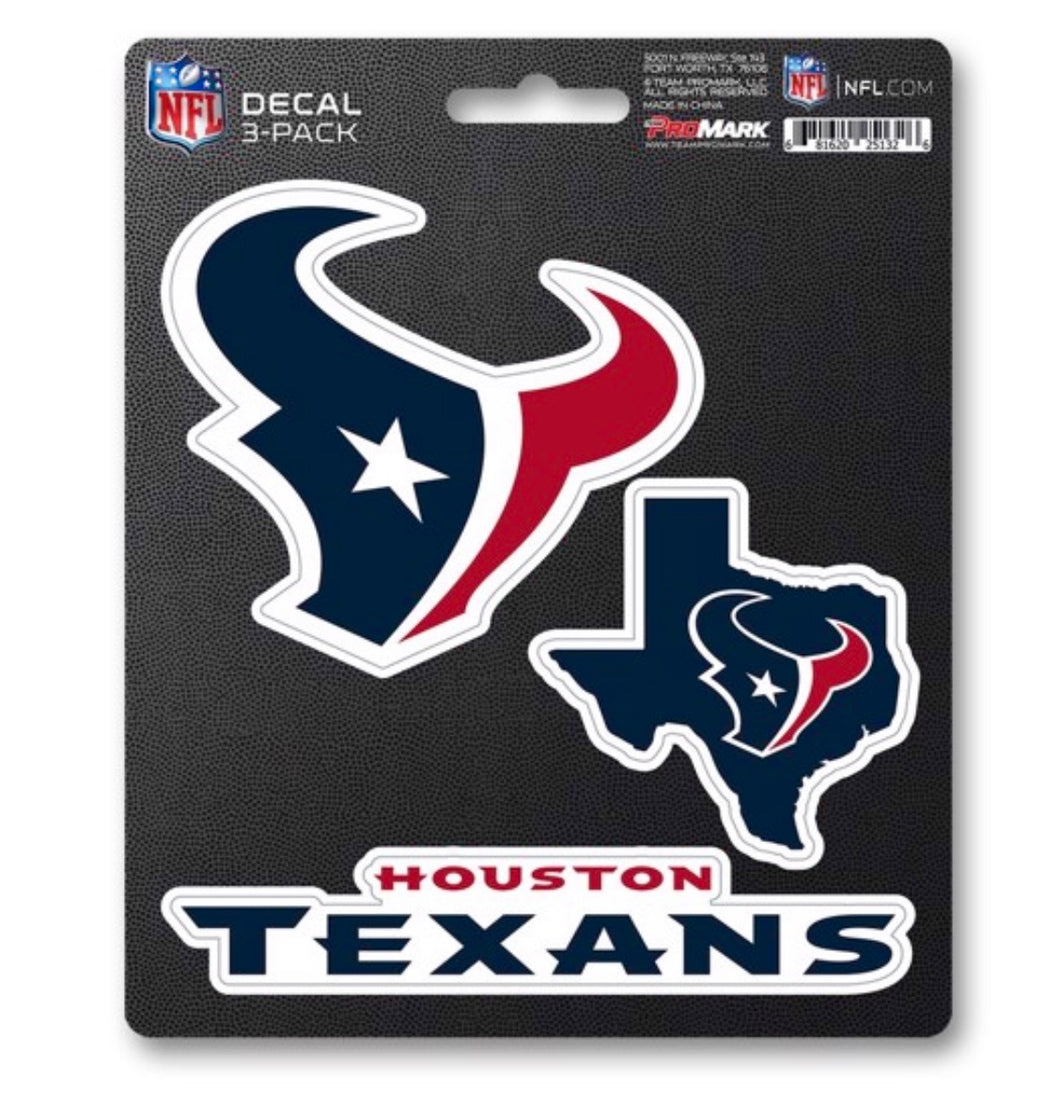 Houston Texans three pack decals