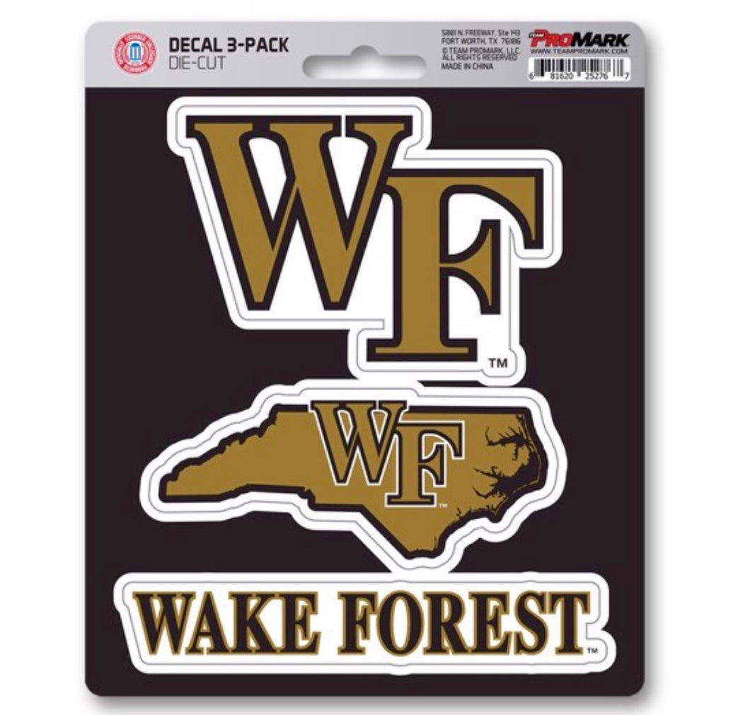 Wake forest demon deacons three pack decals