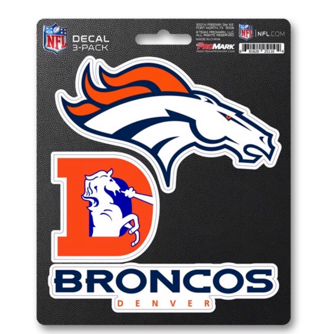 Denver Broncos three pack decals