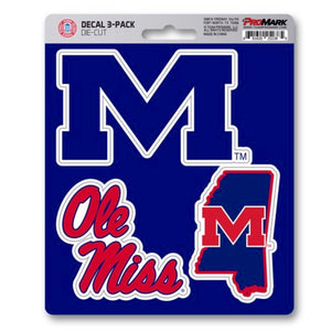 Ole miss rebels Three pack decals