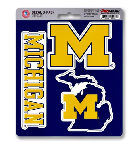University of Michigan Wolverines go blue three pack decals