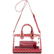 Load image into Gallery viewer, SCORE! Moniqua Large Designer Clear Crossbody Satchel - Maroon and Gold
