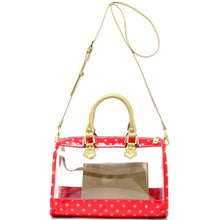 Load image into Gallery viewer, SCORE! Moniqua Large Designer Clear Crossbody Satchel-Red and Green
