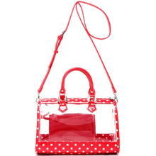 Load image into Gallery viewer, SCORE! Moniqua Large Designer Clear Crossbody Satchel - Racing Red and White
