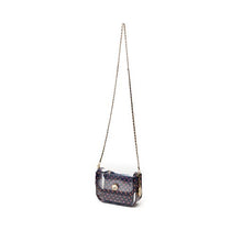 Load image into Gallery viewer, SCORE! Chrissy Small Designer Clear Crossbody Bag - Blue and Orange
