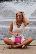 Load image into Gallery viewer, SCORE! Jacqui Classic Top Handle Crossbody Satchel - Pink and Silver
