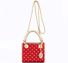 Load image into Gallery viewer, SCORE! Jacqui Classic Top Handle Crossbody Satchel  - Red and Gold
