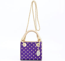 Load image into Gallery viewer, SCORE! Jacqui Classic Top Handle Crossbody Satchel  - Purple and Gold Gold
