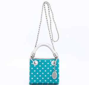 SCORE! Jacqui Classic Top Handle Crossbody Satchel - Turquoise and Silver