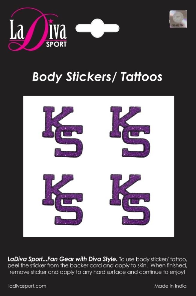 Kansas State KS University Royal Purple Wildcats Logo~Body, Face and Purse Sticker Tattoos
