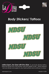 North Dakota State NDSU Bison Green and Yellow Gold Logo~Body, Face and Purse Sticker Tattoos