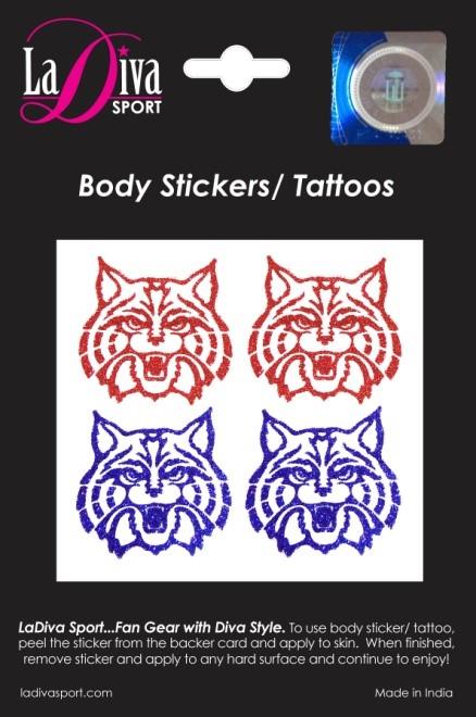 University of Arizona UA Wildcat Red and Blue Logo~Body, Face and Purse Sticker Tattoos